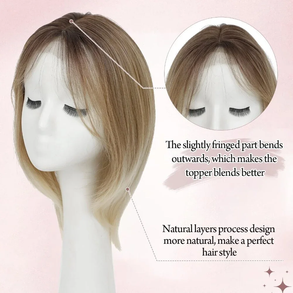 Synthetic Hair Topper 12 Inch Clip-In Large Base for Thinning Hair Women
